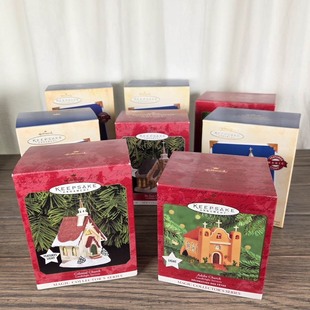 Lot Of 8 Church Hallmark Keepsake Ornaments 1998-2005 BRAND‎ NEW